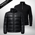 Set: Puffer-Jacke + Rollkragenpullover aus Wolle