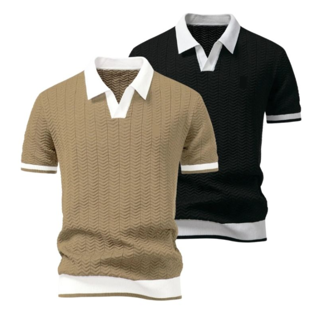 2er-Set strukturierte Poloshirts für Herren