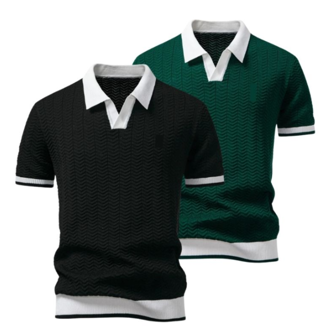 2er-Set strukturierte Poloshirts für Herren