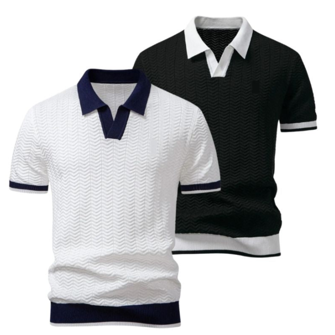 2er-Set strukturierte Poloshirts für Herren
