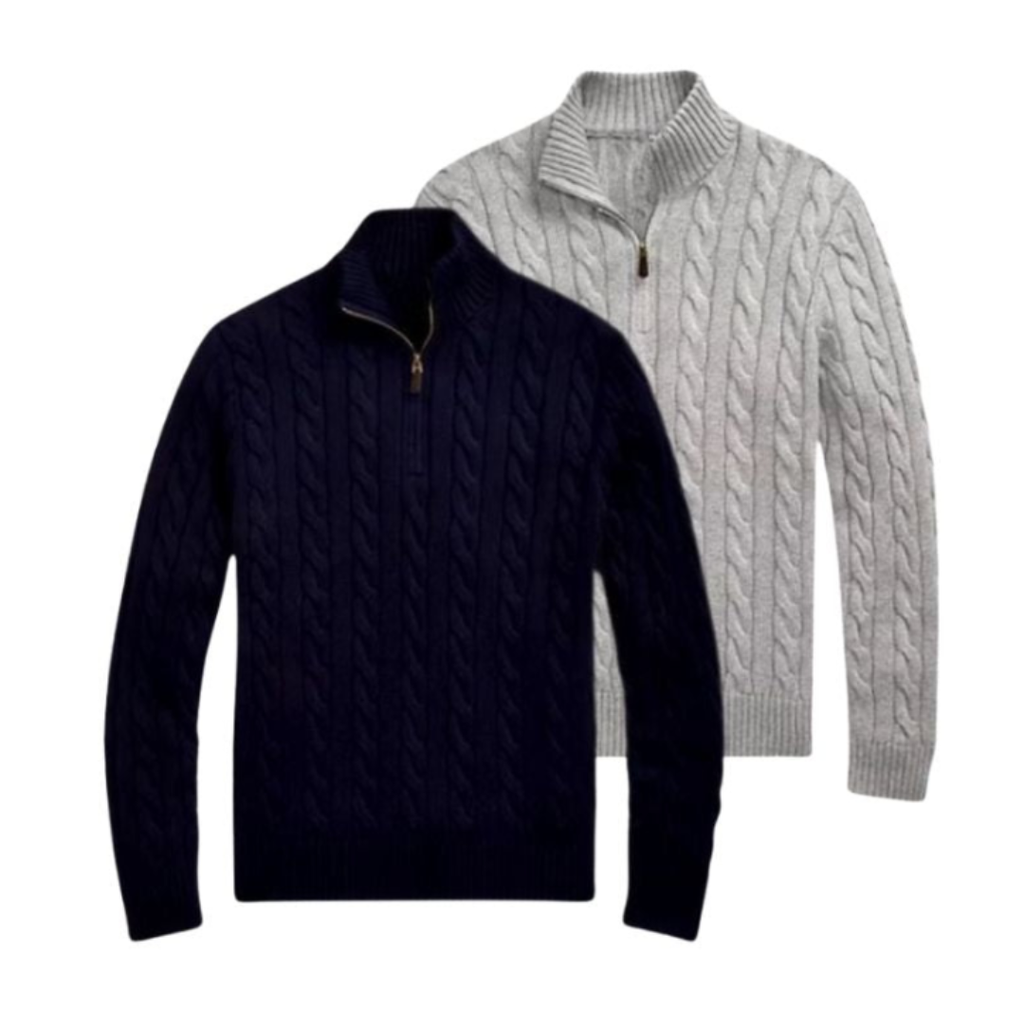Doppelpack Half-Zip Strickpullover – Winterangebot (Abverkauf)