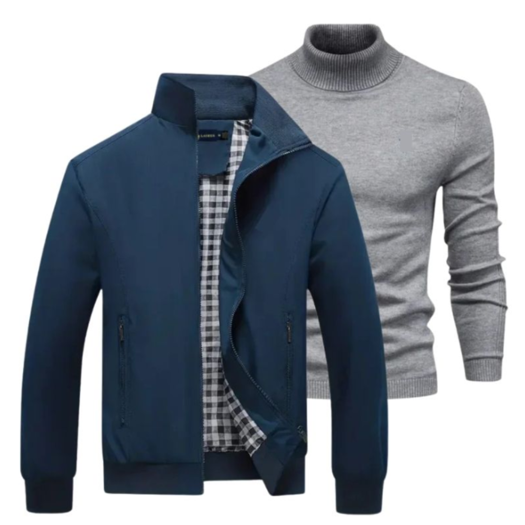 Herrenjacke mit gratis Rollkragenpullover – Abverkauf