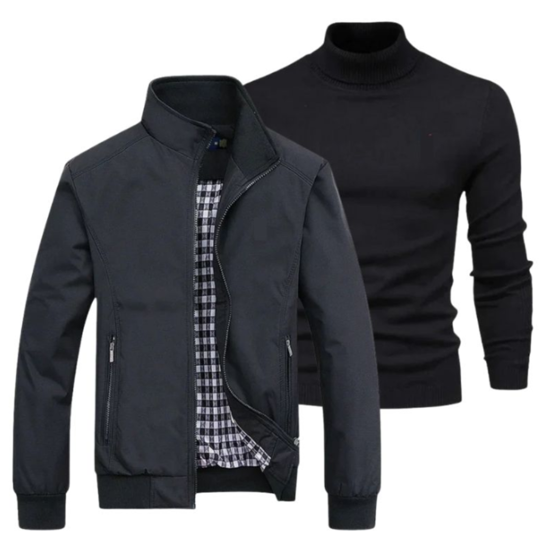 Herrenjacke mit gratis Rollkragenpullover – Abverkauf